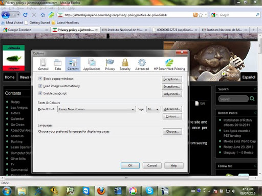 turn off the popup blocker