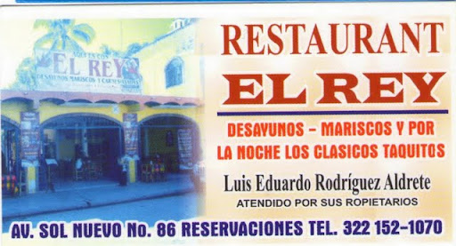 El Rey Mexican Restaurant in Rincon de Guayabitos, Nayarit, Mexico business card