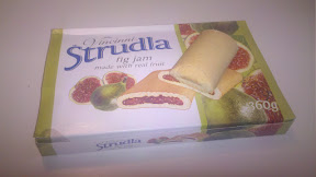 Strudla Verpackung mit einem Stück obendrauf
