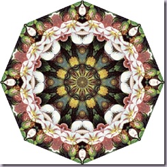 octagon tea bag tile, pink, green white