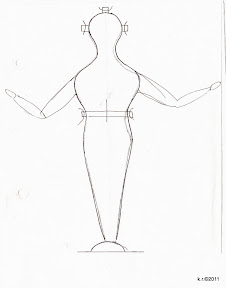 Für vergrößerte Darstellung im Picasa-Webalbum anklicken. Werkskizze 11b-Korpus zu Figur 11b - Drahtfigur
