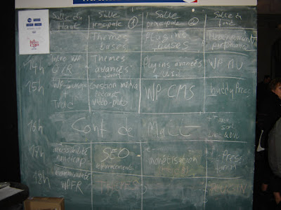 Le tableau des ateliers du WordCamp 2009