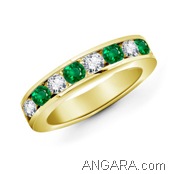 Emerald-and-Diamond-Eternity-Band-with-Channel-Setting-in-14k-Yellow-Gold-(3-mm)_