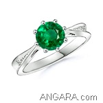 Solitaire-Round-Emerald-Tapered-Shank-Ring-with-Diamond-Accents-in-14k-White-Gold-(7-mm)_