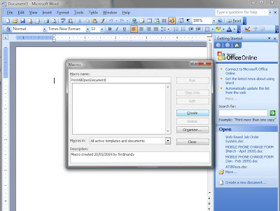 Create MS Word Macro Create MS Word Macro