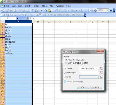 Generate a unique list of entries in a column in Excel Generate a unique list of entries in a column in Excel