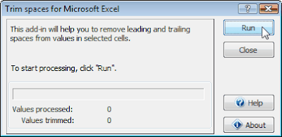 Trim spaces in MS Excel using Add-In Trim spaces in MS Excel using Add-In