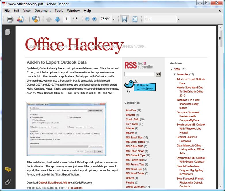 november 2009 ms office history