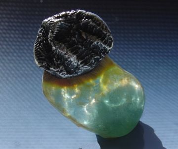 recycled bottle glass and recycled fine silver necklace by Sherry Cordova Jewelry