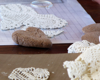 cotton lace, cork clay