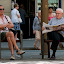 Old men relaxing on the Ramblas
