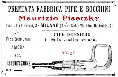 Premiata fabbrica pipe e bocchini Maurizio Pisetzky - Milano