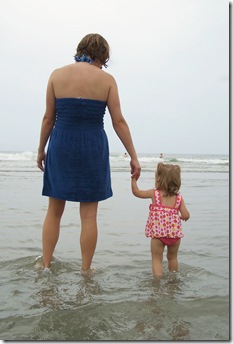 Mommy & Caroline Walking in the Water