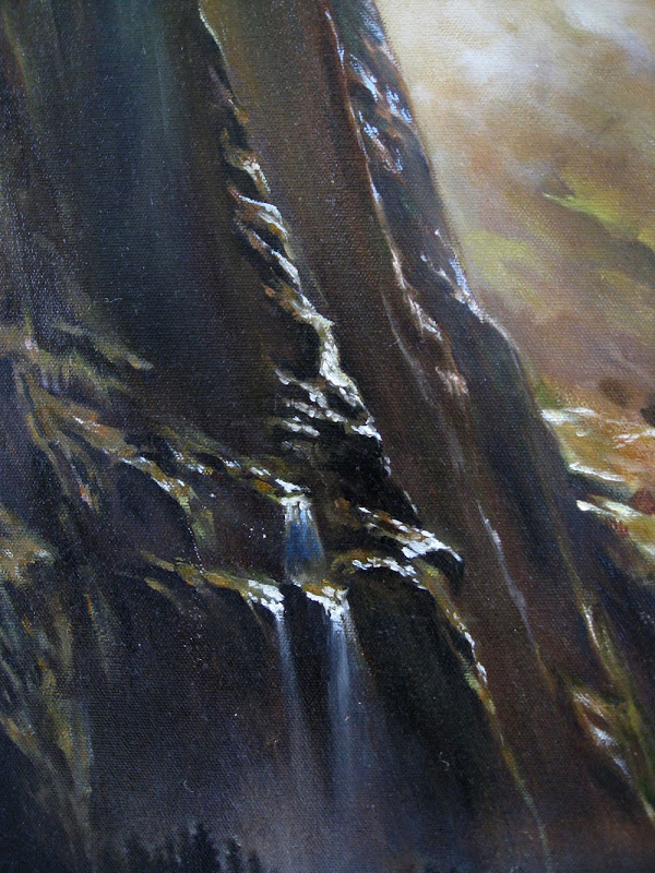 Albert Bierstadt - The Sierra Nevada in California copy detail