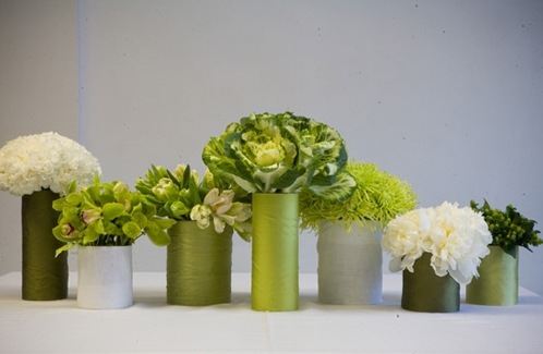  and hypericum berries in shades of lime top modern cylinder vases 