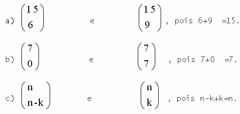 os valores do denominador somados sao iguais a n exercicios_binomio_de_newton_numeros_matematica