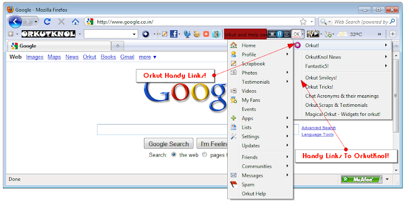 Handy links to Orkut & Orkutknol Handy links to Orkut & Orkutknol