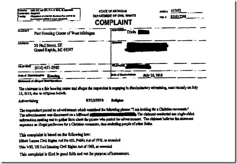 Complaint citation from MI Complaint citation from MI