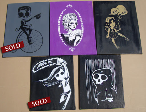 goth painting, emo painting, emily strange painting, horror art, 