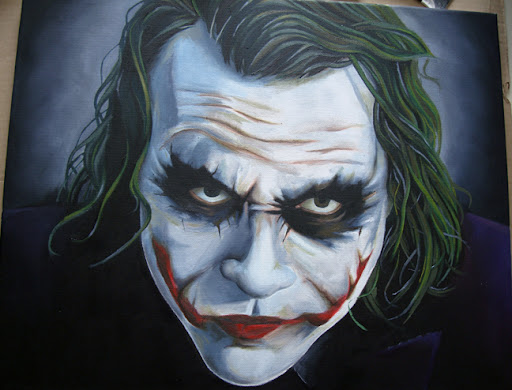 joker, dark knight, Heath Ledger, joker comic, joker batman, batman painting, joker painting, joker canvas