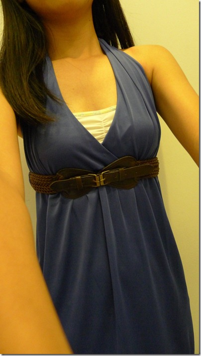 halter-neck  blue mini dress