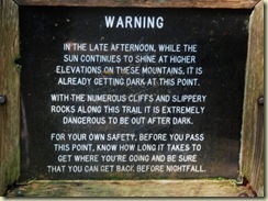 trail warning sign