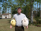 Alex Dibbley with the prizes Alexis and Tanner won in the egg hunt. Easter 2008.