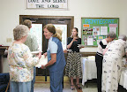 JoAnn Hodgson, Pam Dibbley, Rachel Myers, Susan MacPherson, and Anita Luff at reception