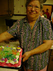 Sally Duhon and the cake for Easter Day