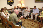 Gene Early, Matthew Zwadski, Shirley Shelton, Otto Strasburg, Bill Luff, Anita Luff, and our guests enjoying lunch at the church celebration