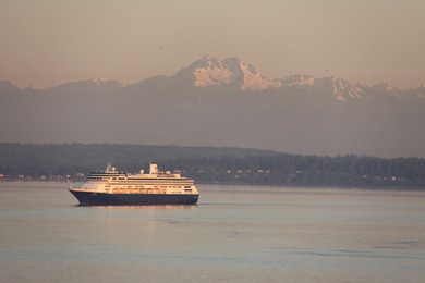 Morning sunrise over Puget Sound from our temp apt.