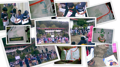 Distribution of sling bags made out of used tarpaulin