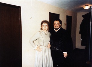 Nelly Miricioiu with Carlo Bergonzi during a 1985 performance of LUCIA DI LAMMERMOOR in Modena, Italy