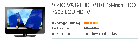 VIZIO VA19LHDTV10T 19-Inch ECO 720p LCD HDTV