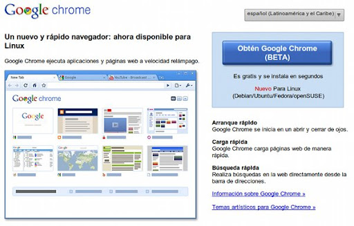 Sitio Web de Google Chrome para Linux