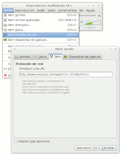 YouTube en VLC Media Player 1.1.0
