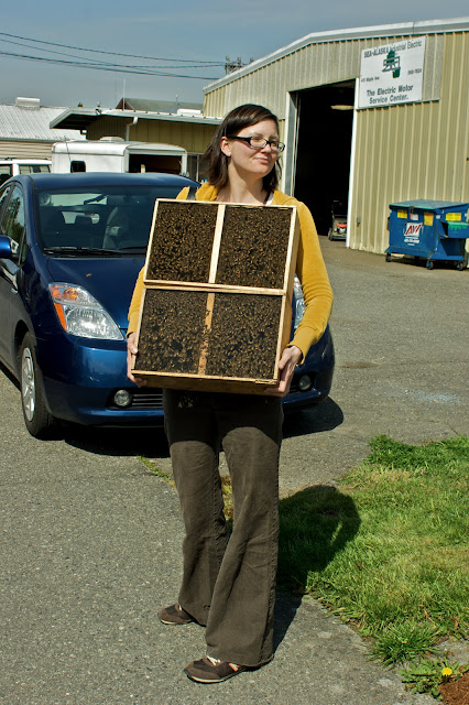 Rachael Poses with the Packages.