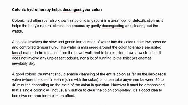 Colonic hydrotherapy copy with good use of keywords