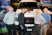 Landi Renzo’s Jed Tallman, Gianluca Maso, and sales VP John Sledge, with business development VP John Fischer of Leggett & Platt