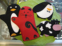 kitty cat & penguin oven mitts