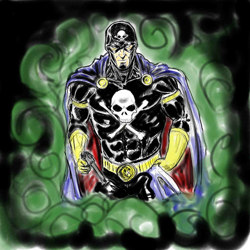 Black Terror sketch with test colors