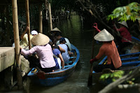 Hurried from lunch to a boat, potentially romantic, in reality a watery conveyor belt.