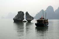 A junk next to the famous 'Kissing Rock'. We can't see it either!