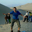 Showing off my boarding stance, didn't manage to stay this upright most of the way down though...