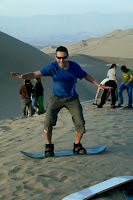 Showing off my boarding stance, didn't manage to stay this upright most of the way down though...