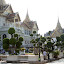 Looking up to Chakri Maha Prasat Hall, surrounded by beautifully preened trees, like something from Mario Land.