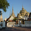 Looking back at the various Wat structures spearing the sky.