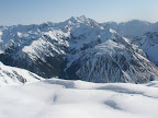 Mt Rolleston in the background, Snow cavers down in the foreground