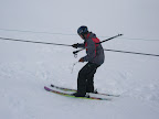 Rooney, snowboard boots in skis