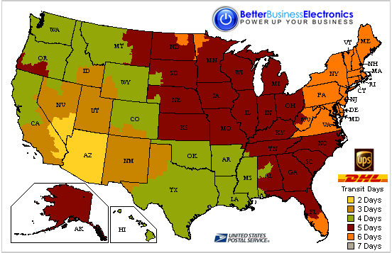 Estimated Shipping Delivery Map